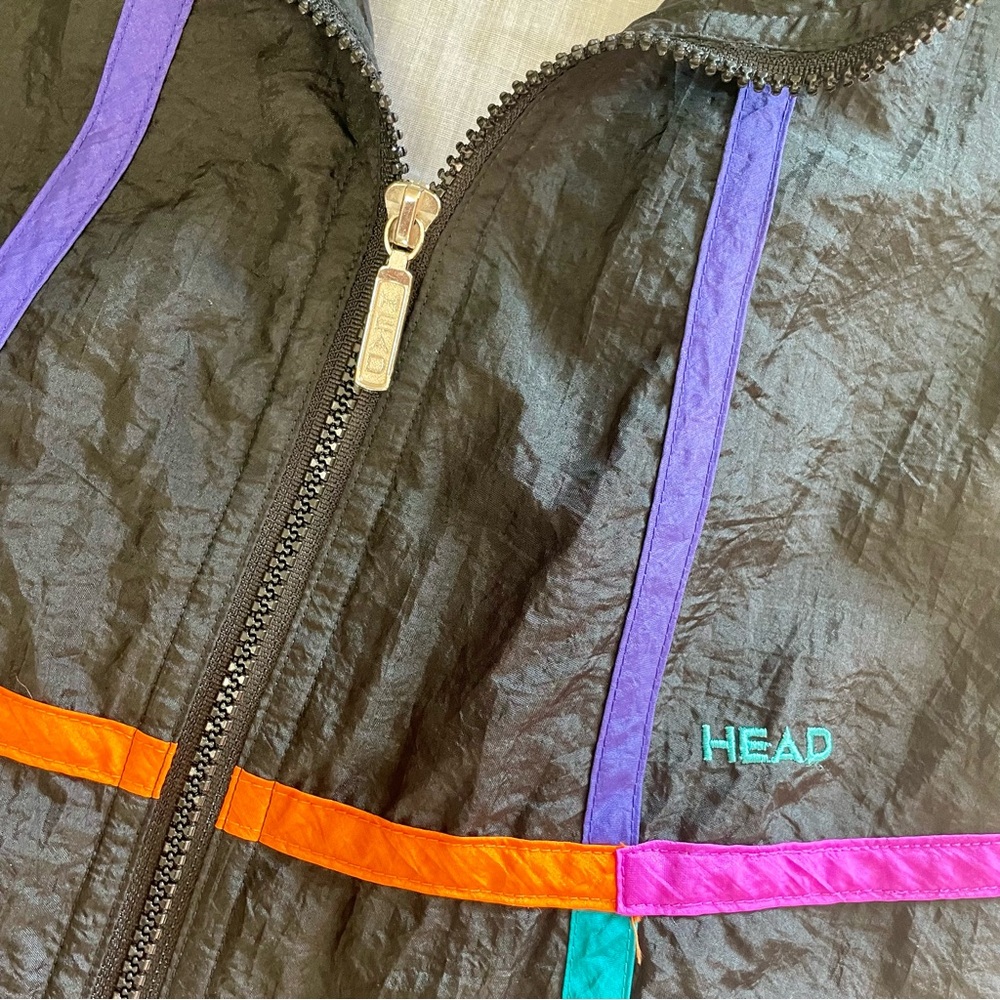 SOLD Vintage 1990s HEAD Abstract Cotton Lined Nylon Windbreaker Jacket Size M - Picture 7 of 14